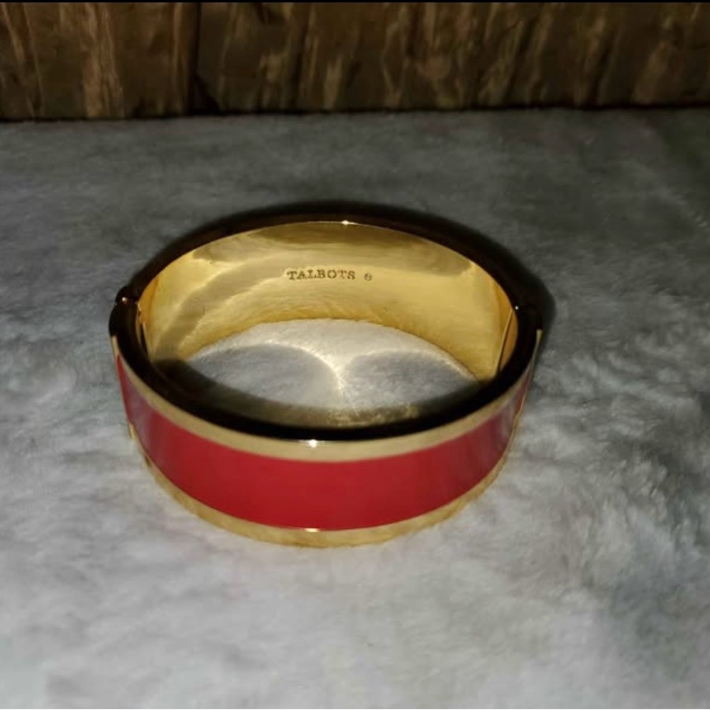 Talbots Gold and Red Bangle Bracelet